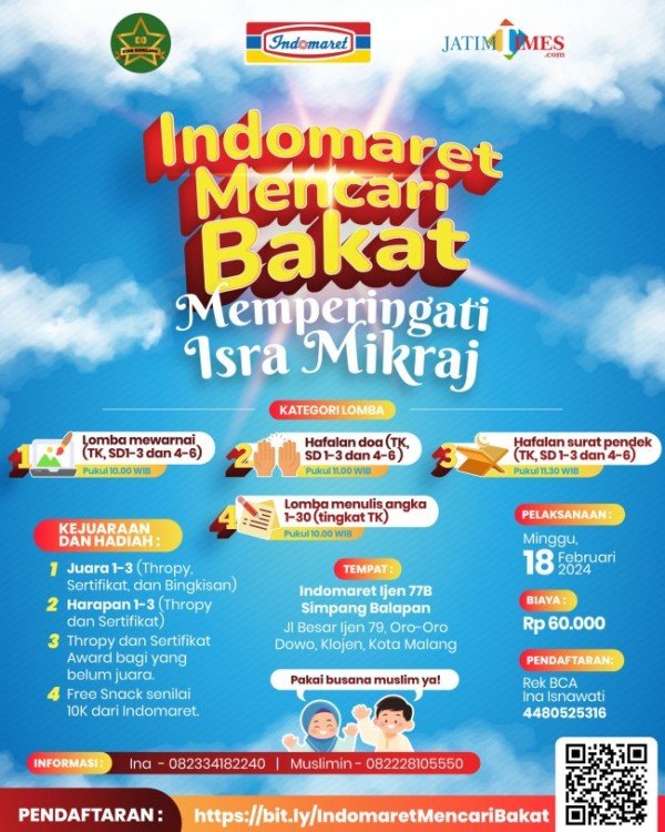 Poster Indomaret Mencari Bakat dalam rangka semarakkan Isra Miraj. Foto Ijatimtimes Pd2af6446b7cb6a58.md