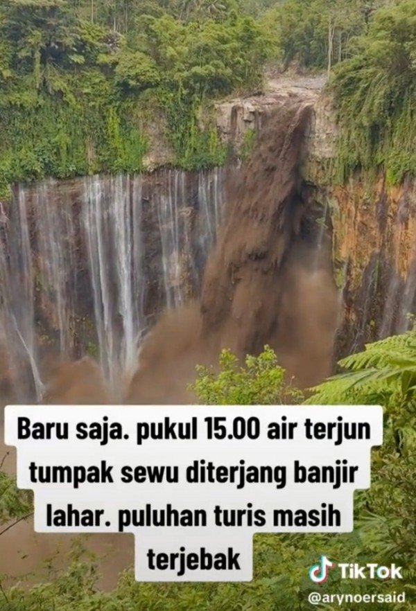 Tampak derasnya aliran banjir lahar di Air Terjun Tumpak Sewu Kabupaten Lujatimtimes P31bad81bbf8b45eb.md