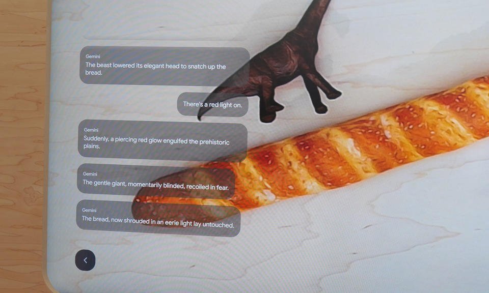 Kisah yang dihasilkan AI tentang dinosaurus dan baguette yang dibuat oleh Project Astra Google