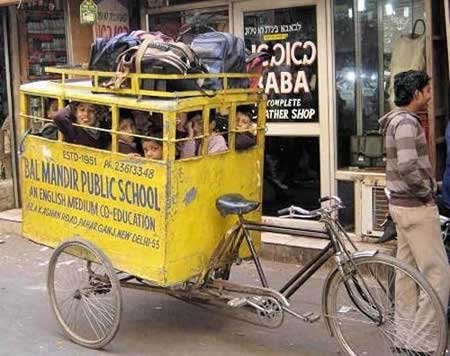 india kendaraan gerobak sekolah