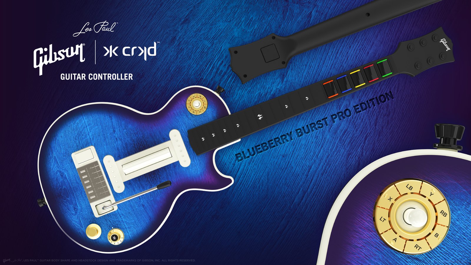 CRKD bekerja sama dengan Gibson untuk membuat pengontrol gitar baru 2 Pengontrol gitar berwarna blueberry.
