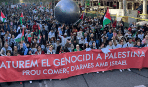 aksi demonstrasi pro Palestina di kota Barcelona