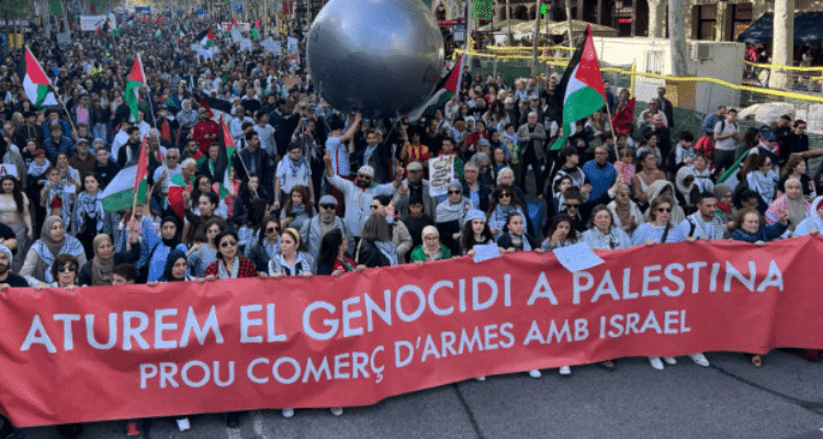 aksi demonstrasi pro Palestina di kota Barcelona