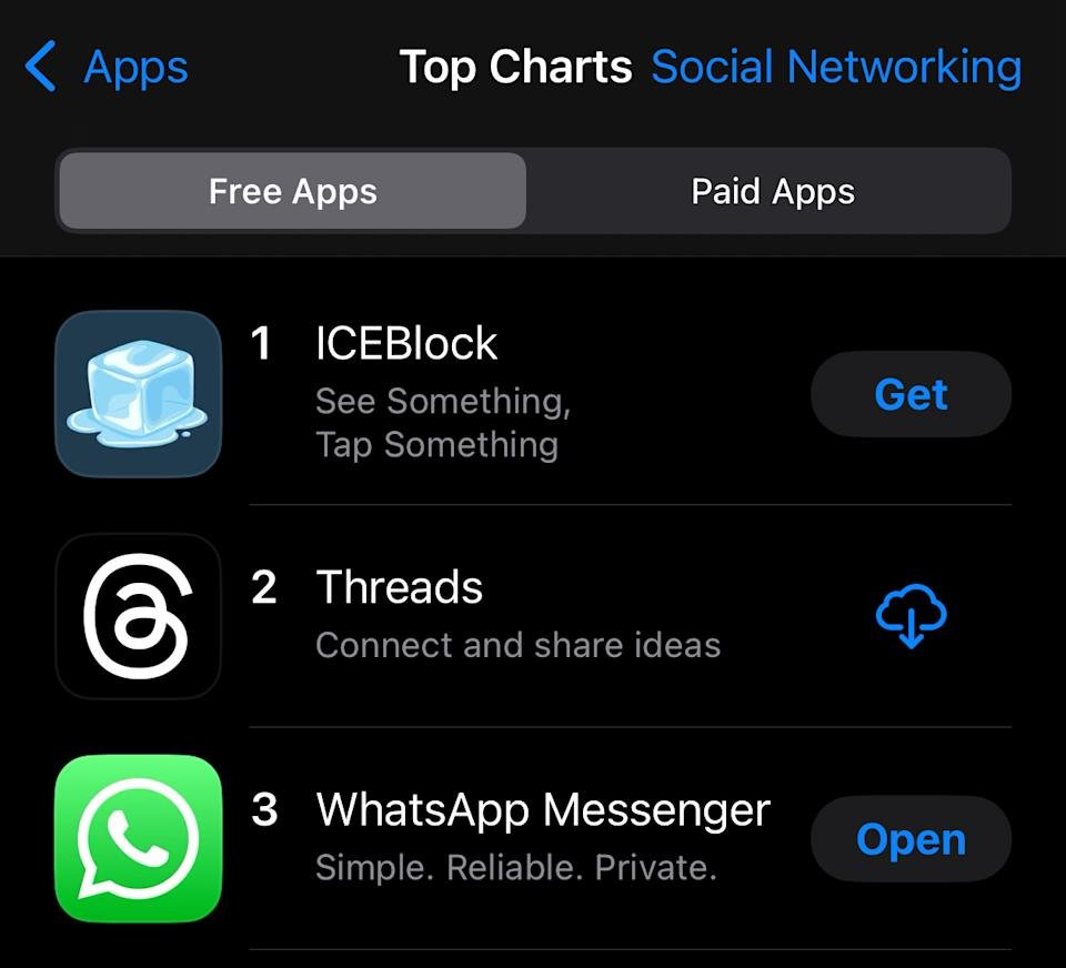 Tangkapan layar peringkat App Store.