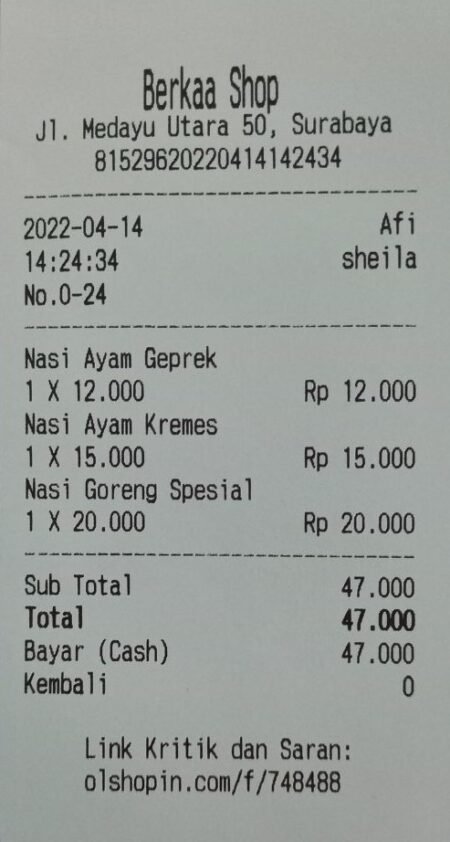 6. tampilan dari cetak struk - Info Malang Raya