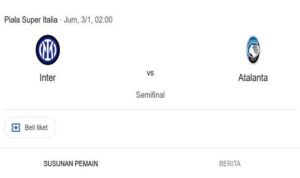 Prediksi Skor dan Susunan Pemain Inter Milan vs Atalanta - Info Malang Raya
