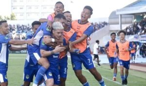Pemain PSIM Yogyakarta saat merayakan gol Rafinha - Info Malang Raya