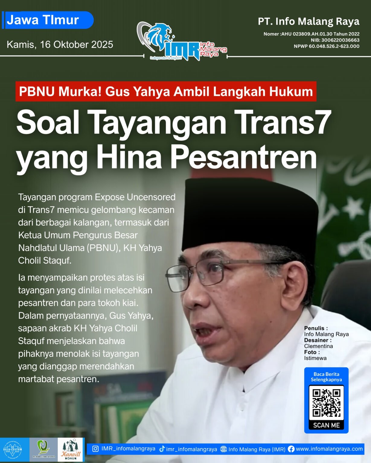 Cover Harian IMR – Kamis, 16 Oktober 2025 3 6 - Info Malang Raya