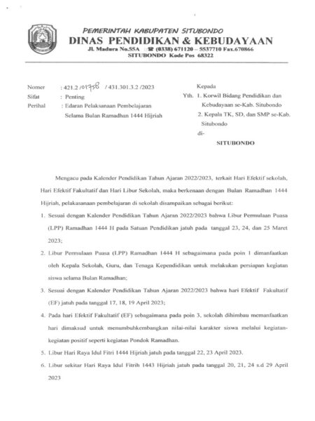 Pemerintah Keluarkan Surat Edaran Pembelajaran Selama Ramadan, Ini Skemanya