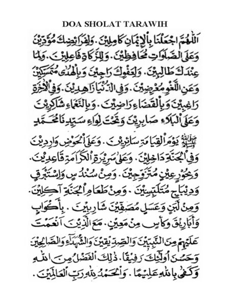 Doa dan Tata Cara Sholat Tarawih Ramadan 2026 Lengkap dengan Bacaan Khusus
