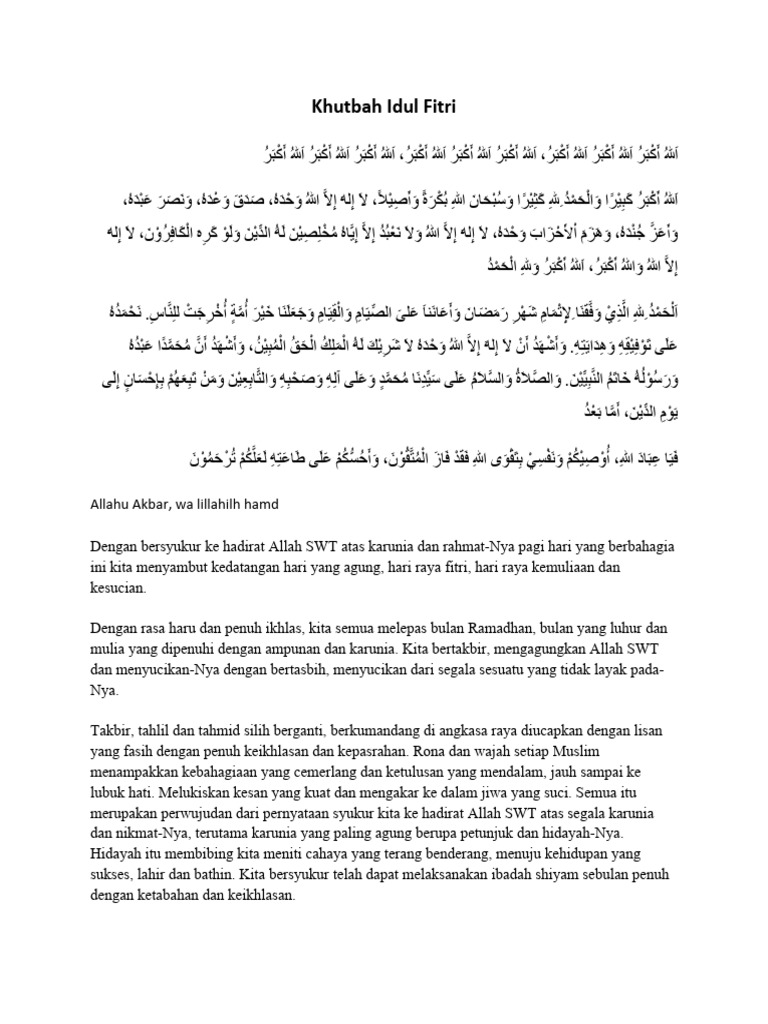 5 Naskah Khutbah Idul Fitri 1447 H/2026: Pesan Ramadan Saat Lebaran