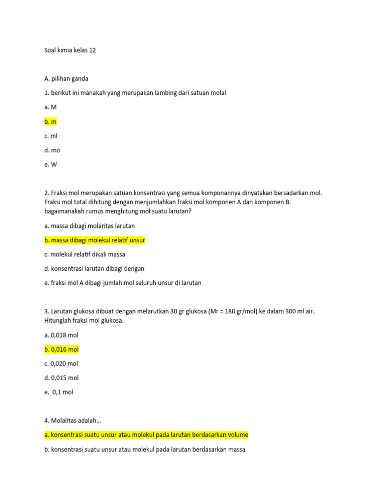 30 Soal Ujian Kimia Kelas 12 2026 dan Jawaban ASAJ-US