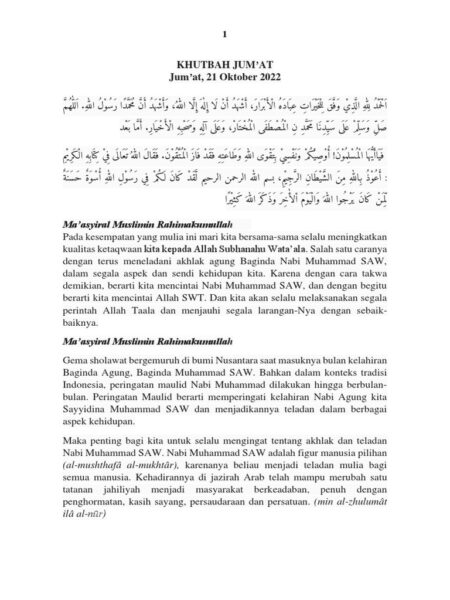 Khutbah Jumat 3 April 2026: Kualitas Rezeki Menentukan Kualitas Hidup