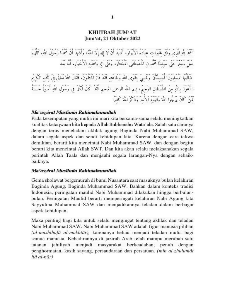 Khutbah Jumat 3 April 2026: Kualitas Rezeki Menentukan Kualitas Hidup