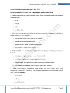 20 Soal UAS Bahasa Indonesia Kelas 7 SMP Semester 2 Kurikulum Merdeka dengan Kunci Jawaban