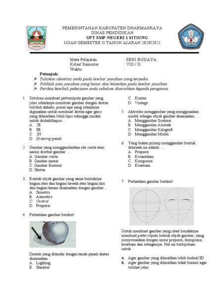 Contoh Soal Ujian Akhir Tahun Seni Budaya Kelas 5 SD