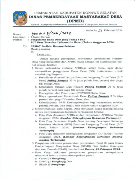 Potensi Gagal Salur DD Tahap I, BPMD Alor Terbitkan Surat Penegasan