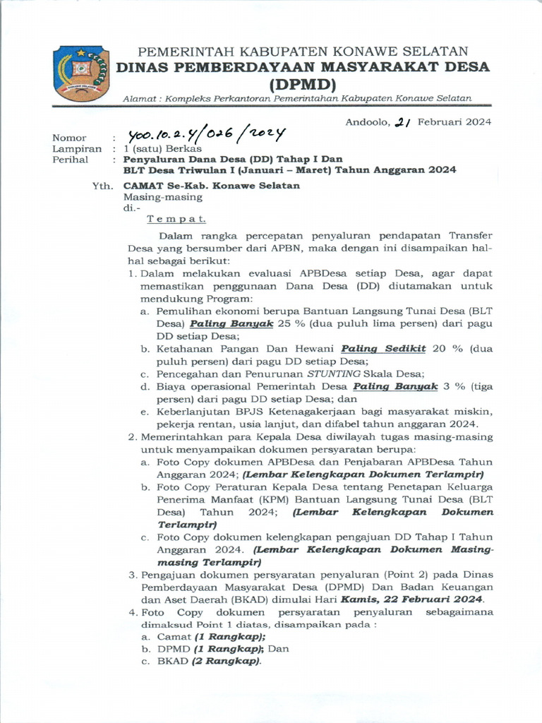 Potensi Gagal Salur DD Tahap I, BPMD Alor Terbitkan Surat Penegasan