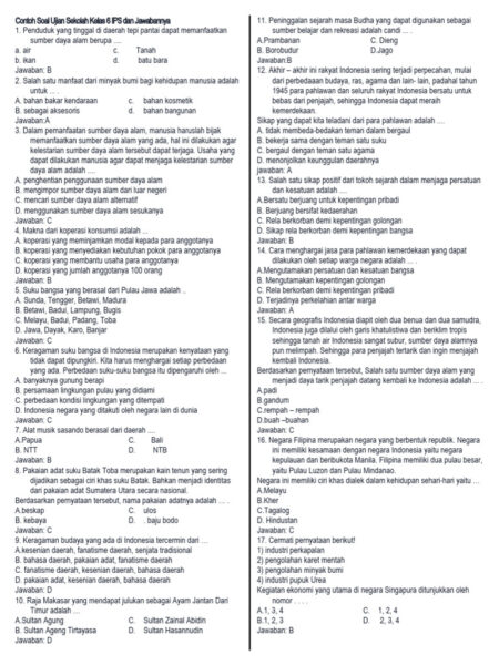 60 soal ujian sekolah IPAS kelas 6 2026 dan kunci jawaban ASAJ, US