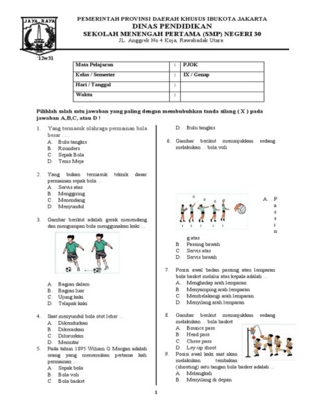 50 Soal Ujian PJOK Kelas 9 SMP 2026 dan Jawaban ASAJ-US