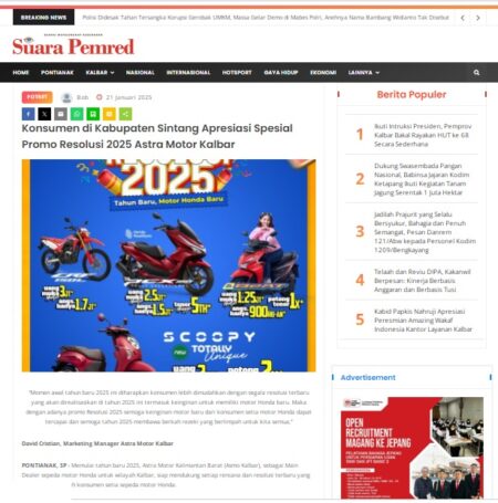 Semangat Kartini, Astra Motor Kalbar Beri Promo Spesial untuk Konsumen