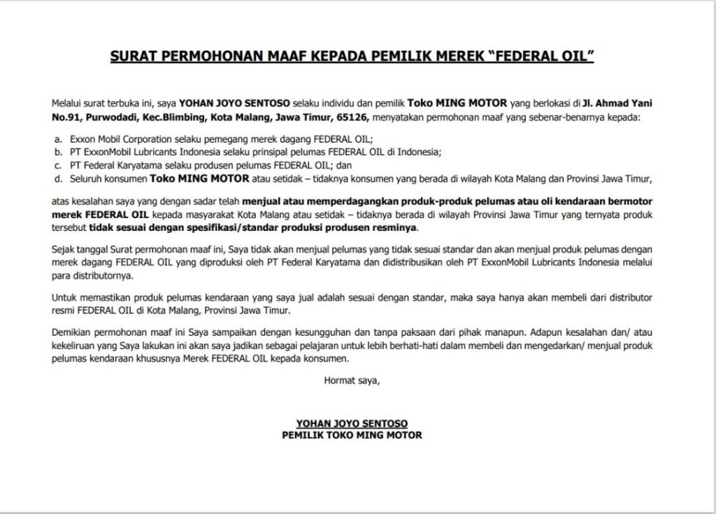 Permohonan Maaf Terbuka